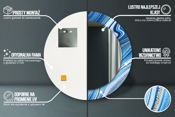 Specchio tondo decoro Marmo blu