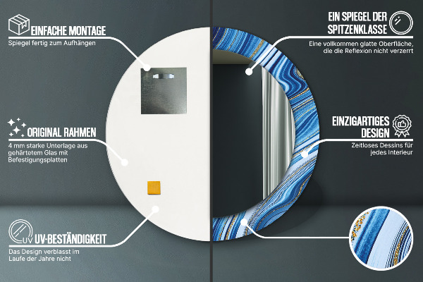 Specchio tondo decoro Marmo blu