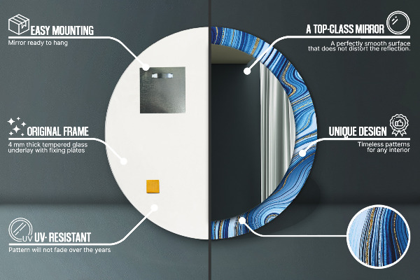 Specchio tondo decoro Marmo blu