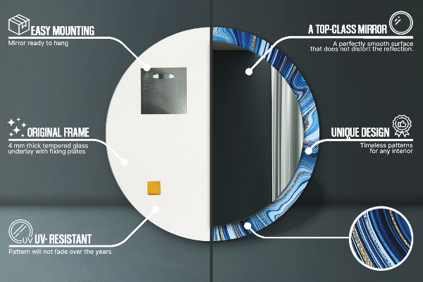 Specchio tondo decoro Marmo blu