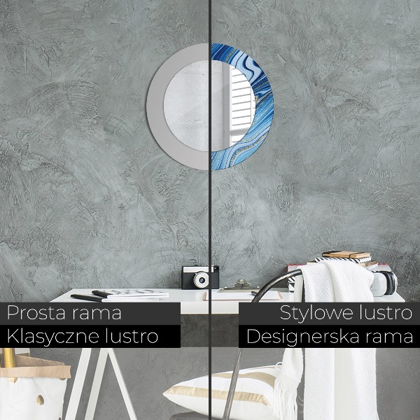 Specchio tondo decoro Marmo blu