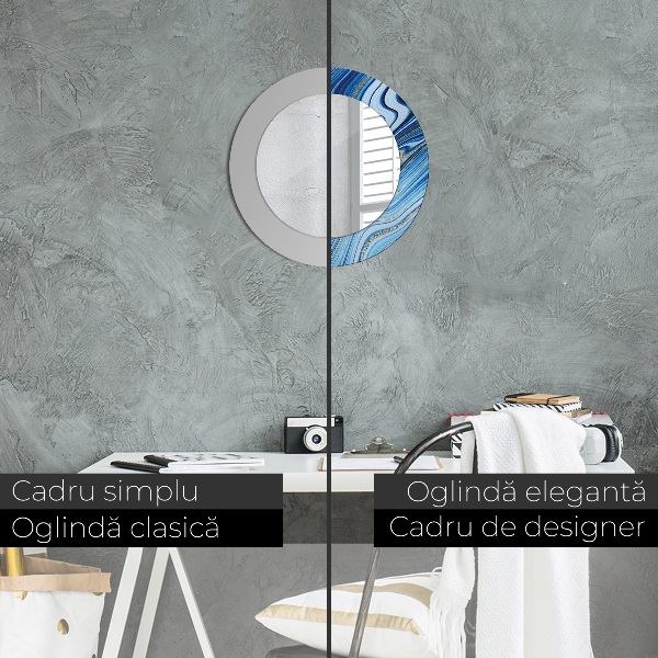 Specchio tondo decoro Marmo blu
