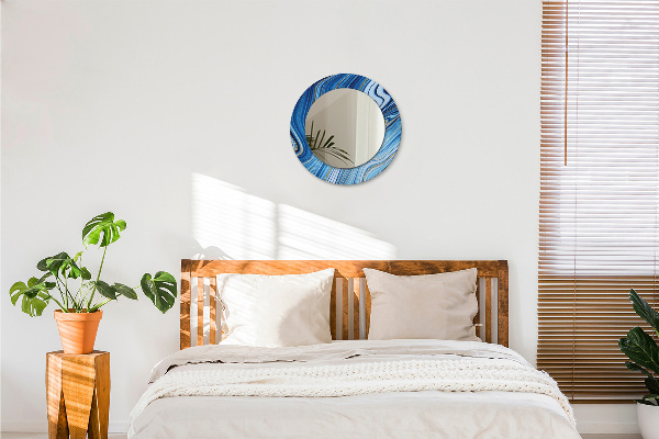 Specchio tondo decoro Marmo blu