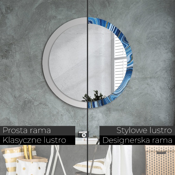Specchio tondo decoro Marmo blu