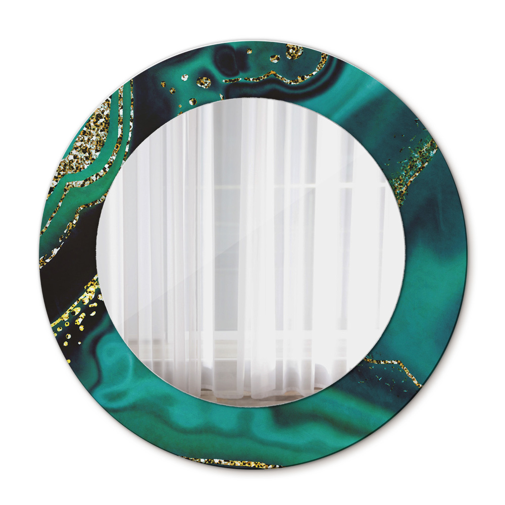 Specchio tondo stampato Marmo di smeraldo