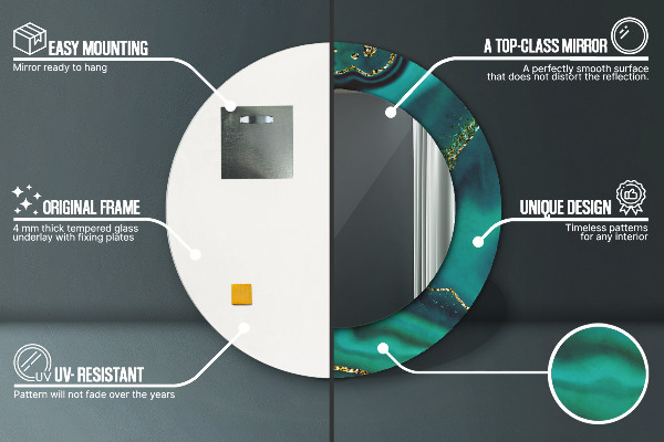 Specchio tondo stampato Marmo di smeraldo