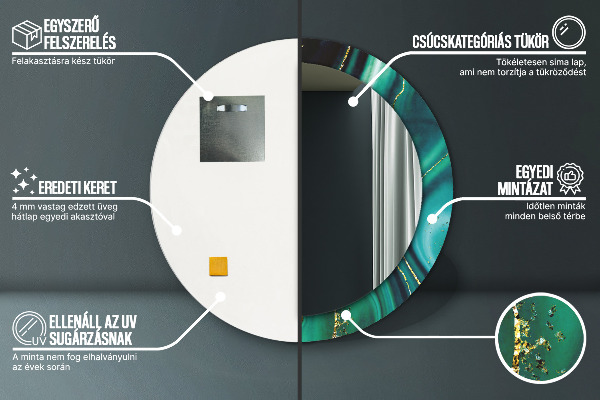 Specchio tondo stampato Marmo di smeraldo