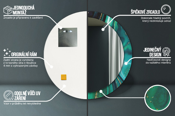 Specchio tondo stampato Marmo di smeraldo