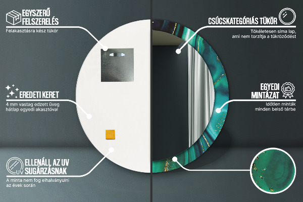 Specchio tondo stampato Marmo di smeraldo