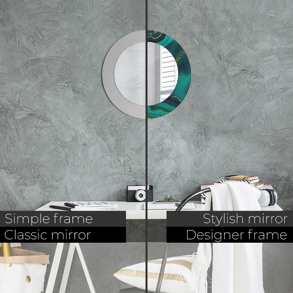 Specchio tondo stampato Marmo di smeraldo