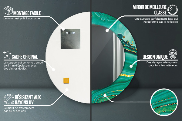Specchio tondo stampato Agat Jaspis Marble