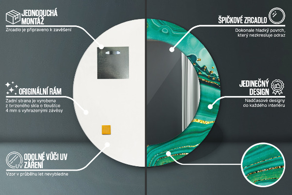 Specchio tondo stampato Agat Jaspis Marble
