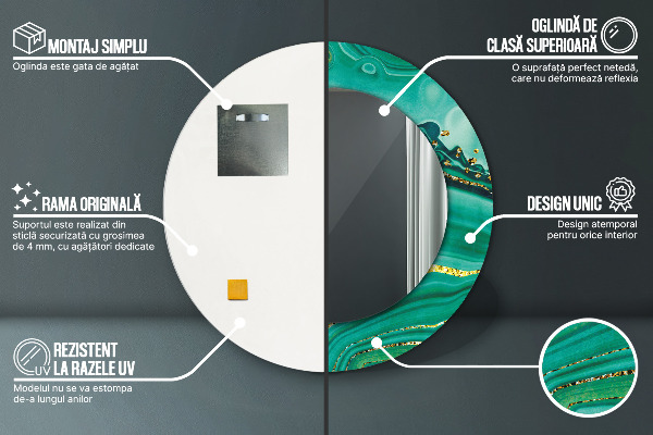 Specchio tondo stampato Agat Jaspis Marble