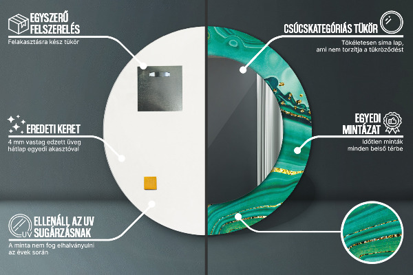 Specchio tondo stampato Agat Jaspis Marble