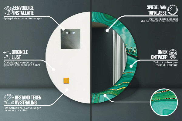 Specchio tondo stampato Agat Jaspis Marble