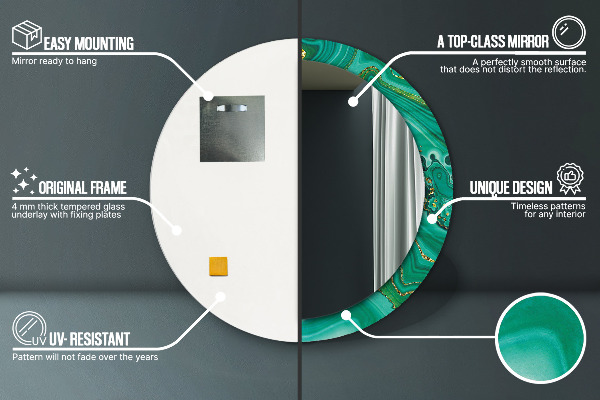 Specchio tondo stampato Agat Jaspis Marble