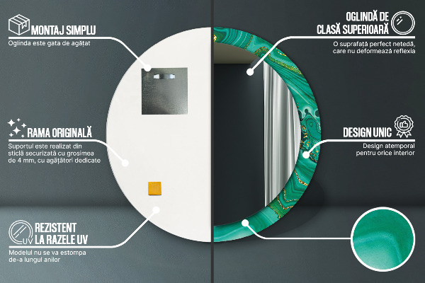 Specchio tondo stampato Agat Jaspis Marble