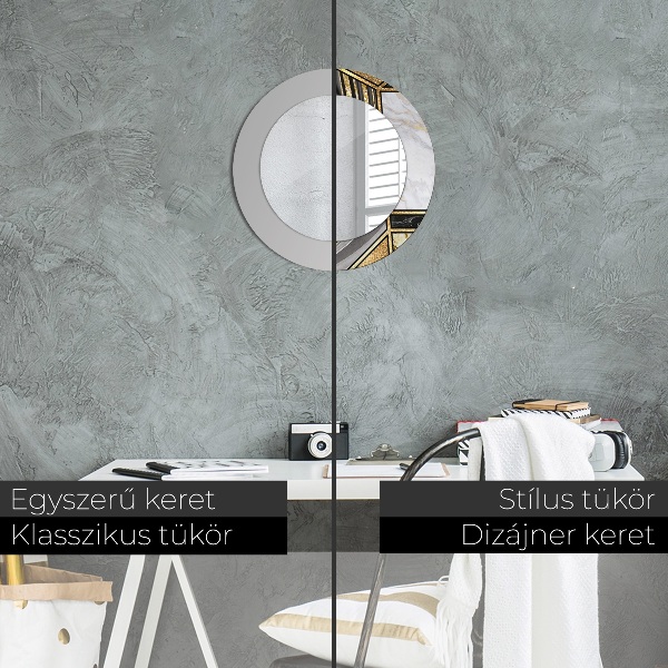 Specchio tondo stampato Agat e marmo d'oro