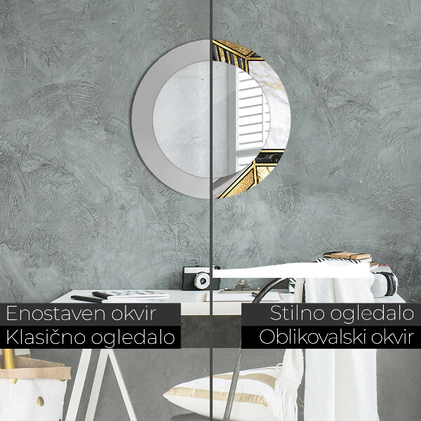 Specchio tondo stampato Agat e marmo d'oro