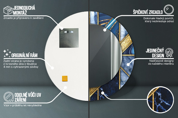 Specchio tondo stampato Marmo moderno