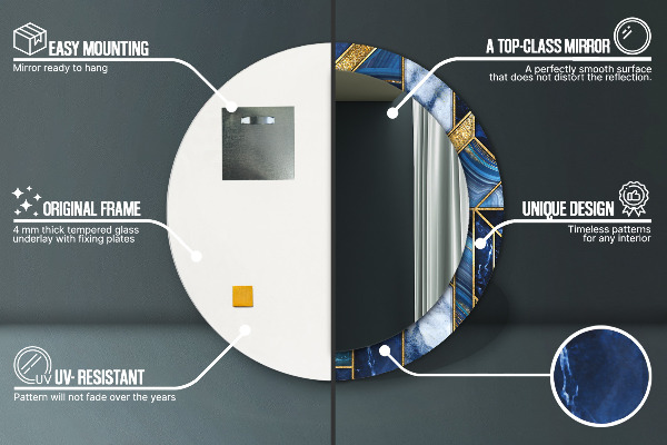 Specchio tondo stampato Marmo moderno