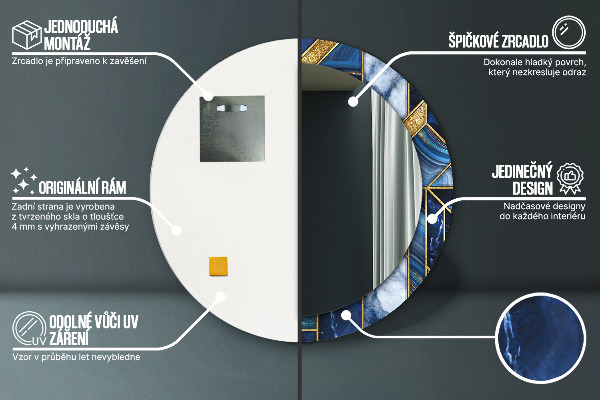 Specchio tondo stampato Marmo moderno