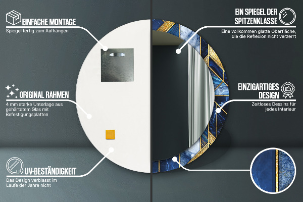 Specchio tondo stampato Marmo moderno
