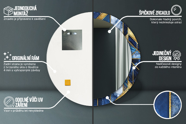 Specchio tondo stampato Marmo moderno