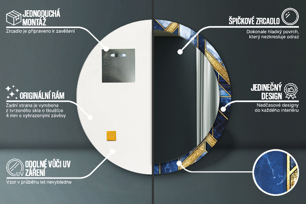 Specchio tondo stampato Marmo moderno