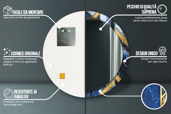 Specchio tondo stampato Marmo moderno