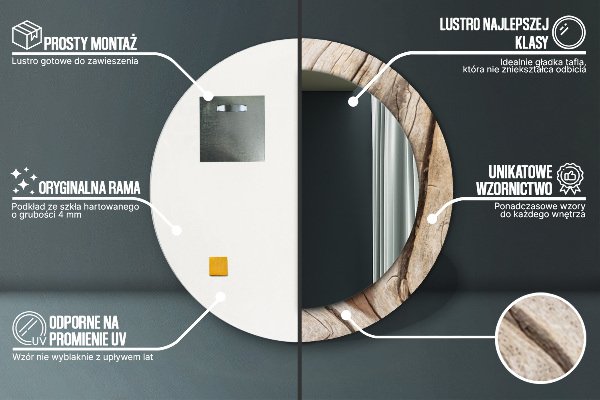 Specchio tondo stampato Legno rotto