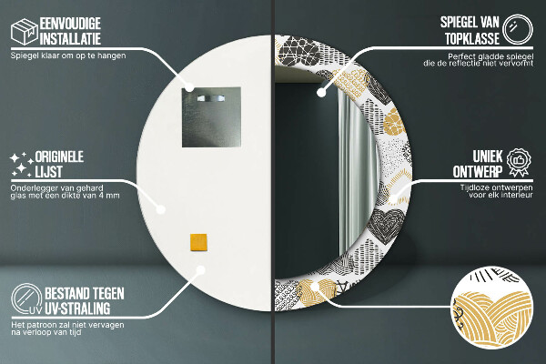 Specchio tondo stampato Cuori Doodle