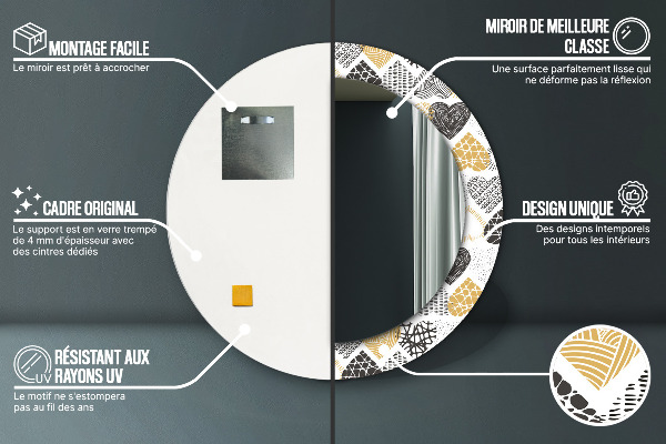 Specchio tondo stampato Cuori Doodle