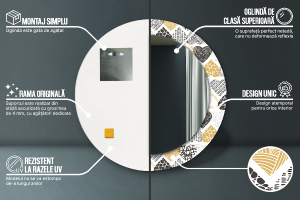 Specchio tondo stampato Cuori Doodle