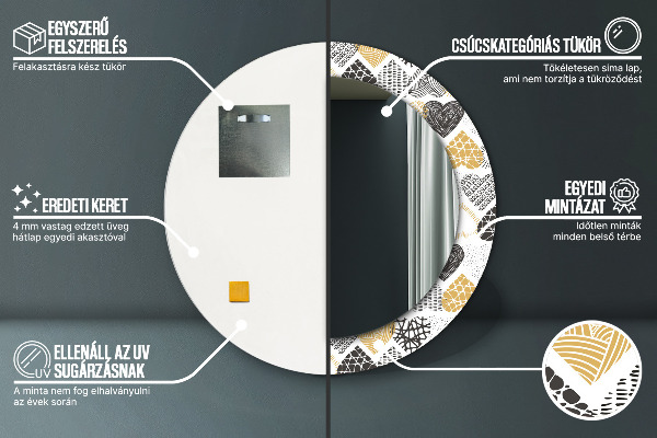 Specchio tondo stampato Cuori Doodle