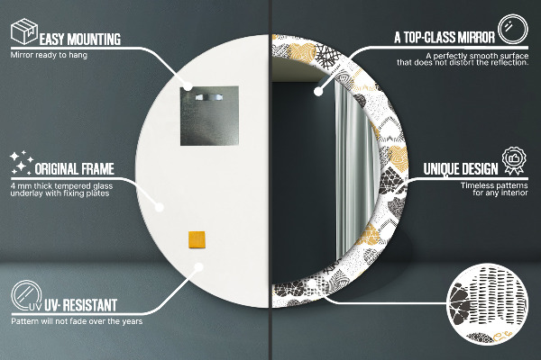 Specchio tondo stampato Cuori Doodle