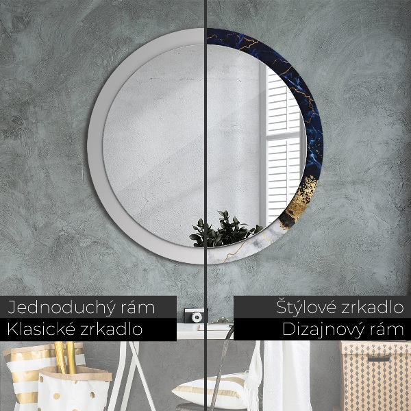 Specchio tondo stampato Marmo blu