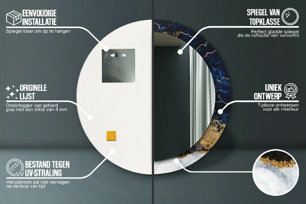 Specchio tondo stampato Marmo blu