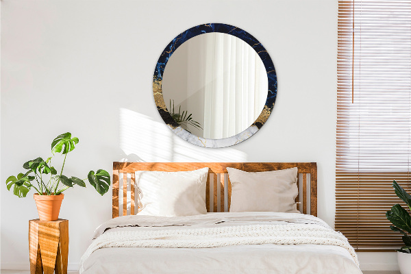 Specchio tondo stampato Marmo blu