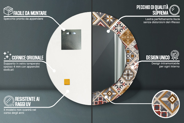 Specchio tondo stampato Modello turco