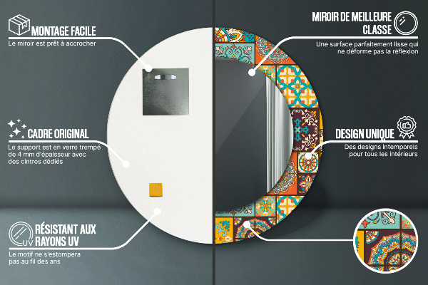 Specchio tondo stampato Modello arabo