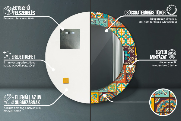 Specchio tondo stampato Modello arabo