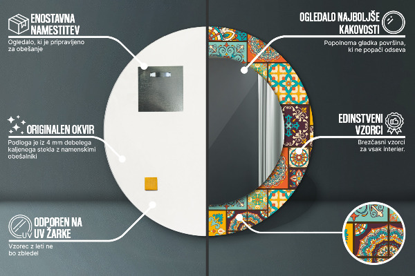 Specchio tondo stampato Modello arabo