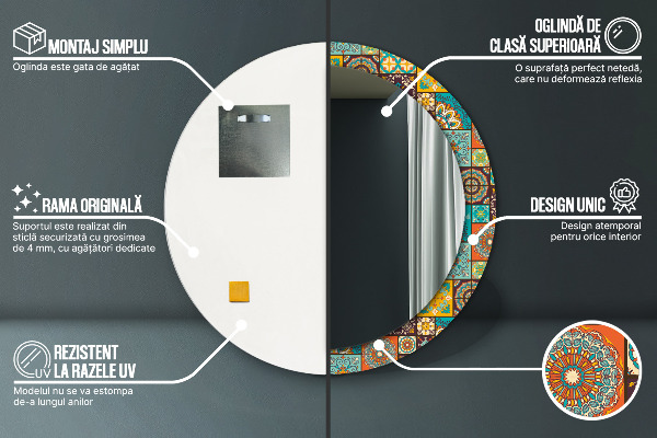 Specchio tondo stampato Modello arabo