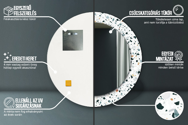 Specchio tondo stampato Pietra naturale
