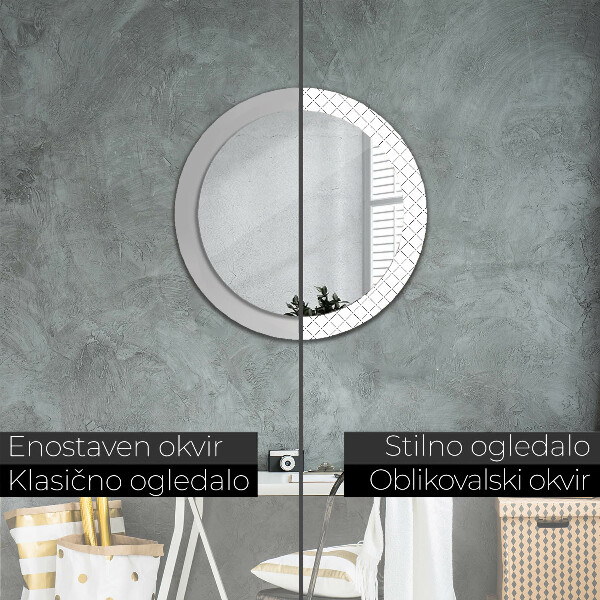 Specchio tondo stampato Linee trasversali