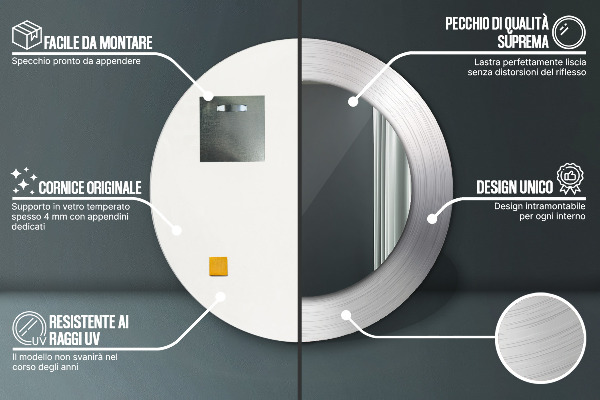 Specchio tondo stampato Acciaio lucido