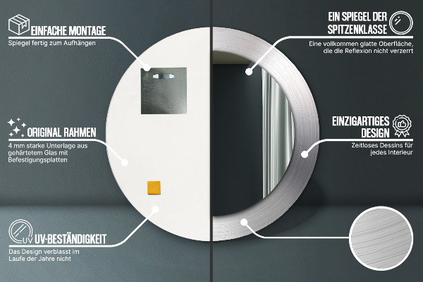 Specchio tondo stampato Acciaio lucido