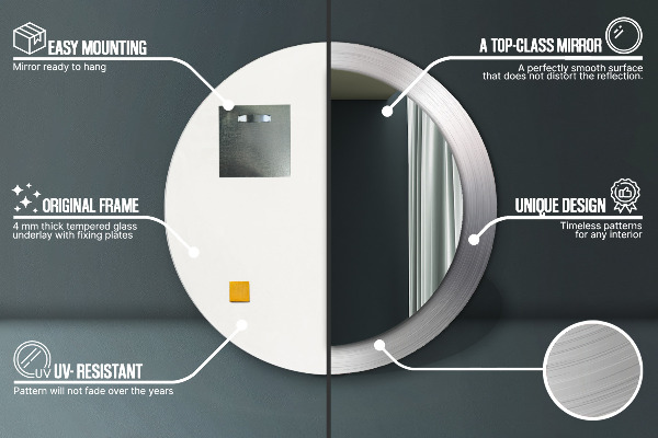 Specchio tondo stampato Acciaio lucido