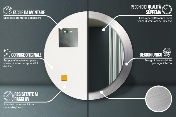 Specchio tondo stampato Acciaio lucido